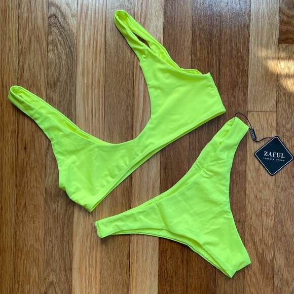 Zaful Other - Zaful Bikini Set (2 piece) Womens Neon Yellow Size 6 (M)